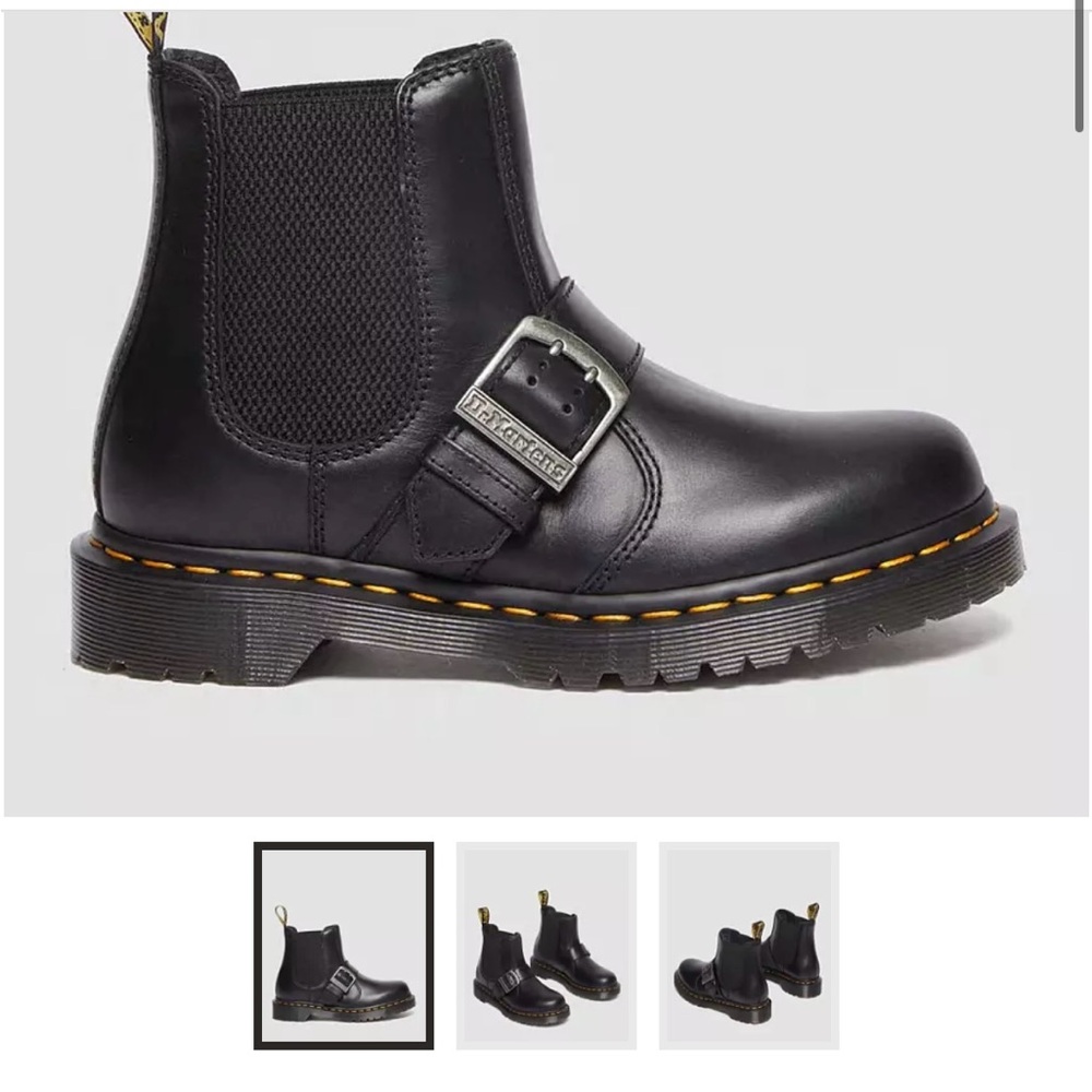 Dr. Martens Black Leather Chelsea Boots with Buckle